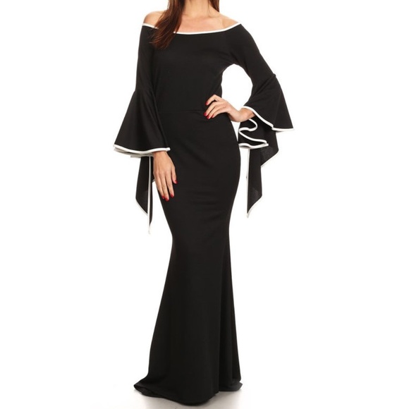 mermaid dress with bell sleeves